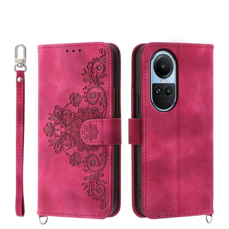 Skin Feel Flowers Embossed Wallet Leather Phone Case, For OPPO Reno12 F 4G / 5G / F27 India, For OPPO Reno11 F, For OPPO Reno11 Pro, For OPPO Reno11, For OPPO A2, For OPPO A38 4G, For OPPO A58 4G, For OPPO Reno10 Global / Reno10 Pro Global             ...