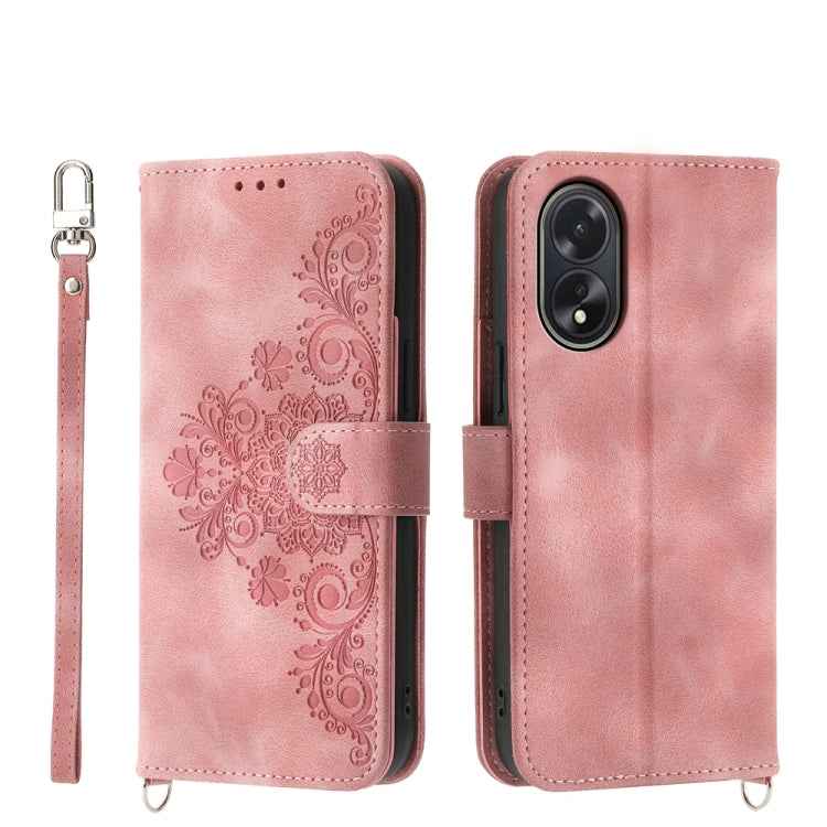 Skin Feel Flowers Embossed Wallet Leather Phone Case, For OPPO Reno12 F 4G / 5G / F27 India, For OPPO Reno11 F, For OPPO Reno11 Pro, For OPPO Reno11, For OPPO A2, For OPPO A38 4G, For OPPO A58 4G, For OPPO Reno10 Global / Reno10 Pro Global             ...