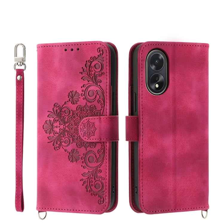 Skin Feel Flowers Embossed Wallet Leather Phone Case, For OPPO Reno12 F 4G / 5G / F27 India, For OPPO Reno11 F, For OPPO Reno11 Pro, For OPPO Reno11, For OPPO A2, For OPPO A38 4G, For OPPO A58 4G, For OPPO Reno10 Global / Reno10 Pro Global             ...