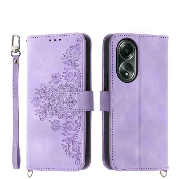 Skin Feel Flowers Embossed Wallet Leather Phone Case, For OPPO Reno12 F 4G / 5G / F27 India, For OPPO Reno11 F, For OPPO Reno11 Pro, For OPPO Reno11, For OPPO A2, For OPPO A38 4G, For OPPO A58 4G, For OPPO Reno10 Global / Reno10 Pro Global             ...