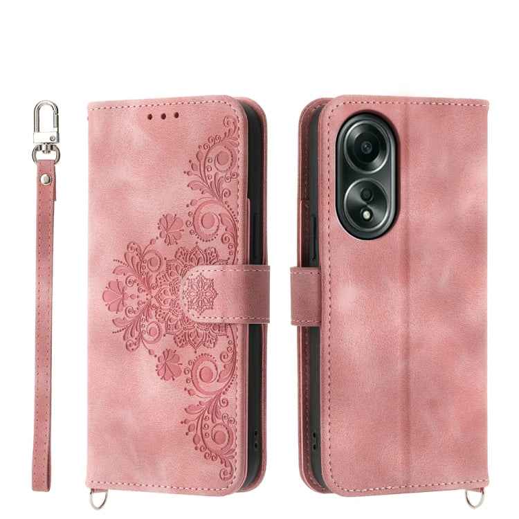 Skin Feel Flowers Embossed Wallet Leather Phone Case, For OPPO Reno12 F 4G / 5G / F27 India, For OPPO Reno11 F, For OPPO Reno11 Pro, For OPPO Reno11, For OPPO A2, For OPPO A38 4G, For OPPO A58 4G, For OPPO Reno10 Global / Reno10 Pro Global             ...