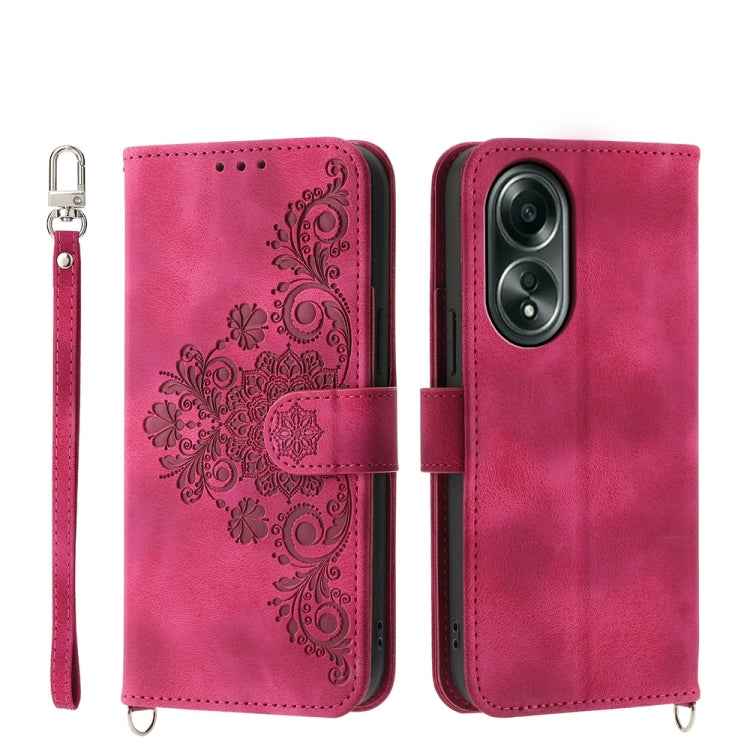 Skin Feel Flowers Embossed Wallet Leather Phone Case, For OPPO Reno12 F 4G / 5G / F27 India, For OPPO Reno11 F, For OPPO Reno11 Pro, For OPPO Reno11, For OPPO A2, For OPPO A38 4G, For OPPO A58 4G, For OPPO Reno10 Global / Reno10 Pro Global             ...