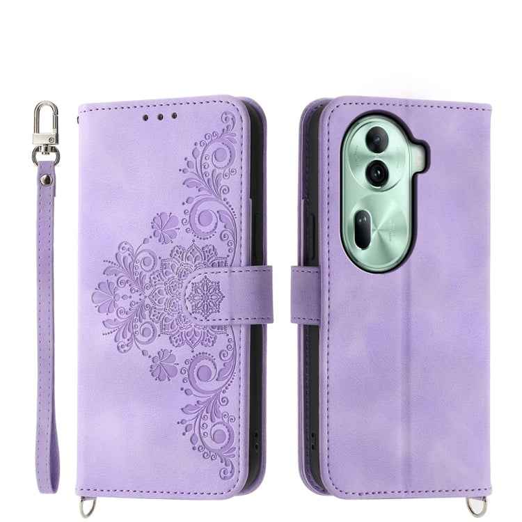 Skin Feel Flowers Embossed Wallet Leather Phone Case, For OPPO Reno12 F 4G / 5G / F27 India, For OPPO Reno11 F, For OPPO Reno11 Pro, For OPPO Reno11, For OPPO A2, For OPPO A38 4G, For OPPO A58 4G, For OPPO Reno10 Global / Reno10 Pro Global             ...
