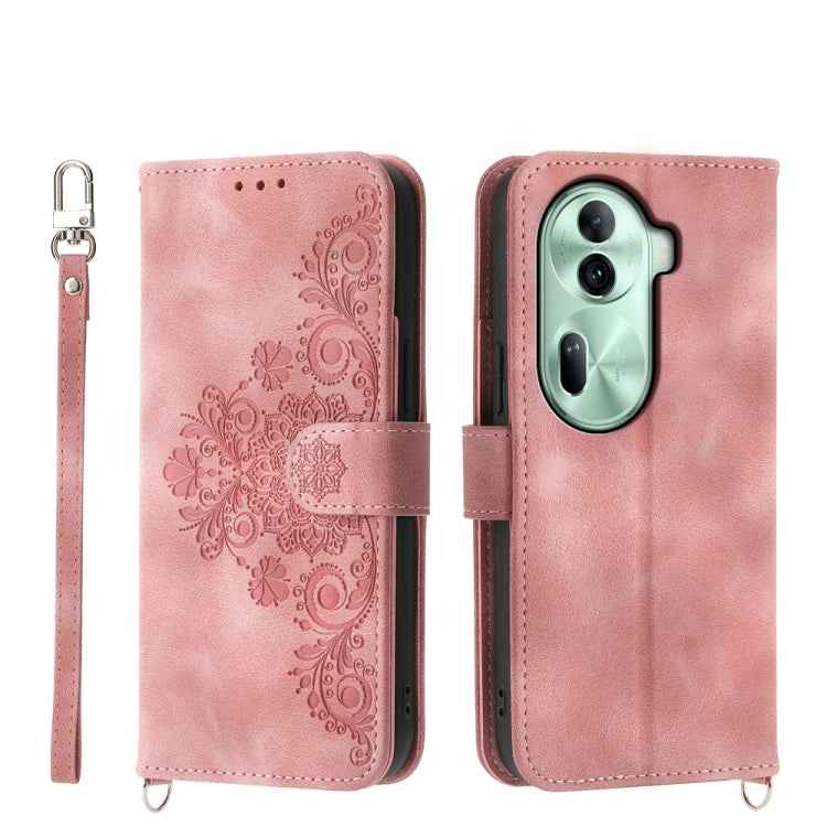 Skin Feel Flowers Embossed Wallet Leather Phone Case, For OPPO Reno12 F 4G / 5G / F27 India, For OPPO Reno11 F, For OPPO Reno11 Pro, For OPPO Reno11, For OPPO A2, For OPPO A38 4G, For OPPO A58 4G, For OPPO Reno10 Global / Reno10 Pro Global             ...