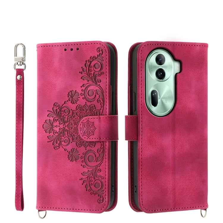 Skin Feel Flowers Embossed Wallet Leather Phone Case, For OPPO Reno12 F 4G / 5G / F27 India, For OPPO Reno11 F, For OPPO Reno11 Pro, For OPPO Reno11, For OPPO A2, For OPPO A38 4G, For OPPO A58 4G, For OPPO Reno10 Global / Reno10 Pro Global             ...