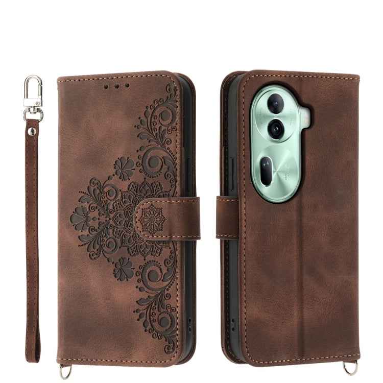 Skin Feel Flowers Embossed Wallet Leather Phone Case, For OPPO Reno12 F 4G / 5G / F27 India, For OPPO Reno11 F, For OPPO Reno11 Pro, For OPPO Reno11, For OPPO A2, For OPPO A38 4G, For OPPO A58 4G, For OPPO Reno10 Global / Reno10 Pro Global             ...