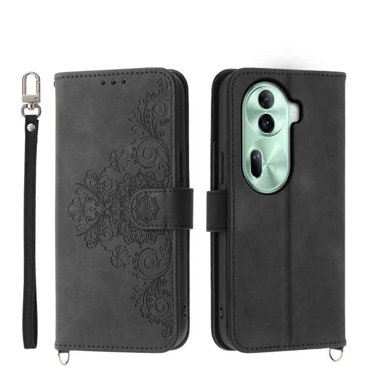 Skin Feel Flowers Embossed Wallet Leather Phone Case, For OPPO Reno12 F 4G / 5G / F27 India, For OPPO Reno11 F, For OPPO Reno11 Pro, For OPPO Reno11, For OPPO A2, For OPPO A38 4G, For OPPO A58 4G, For OPPO Reno10 Global / Reno10 Pro Global             ...