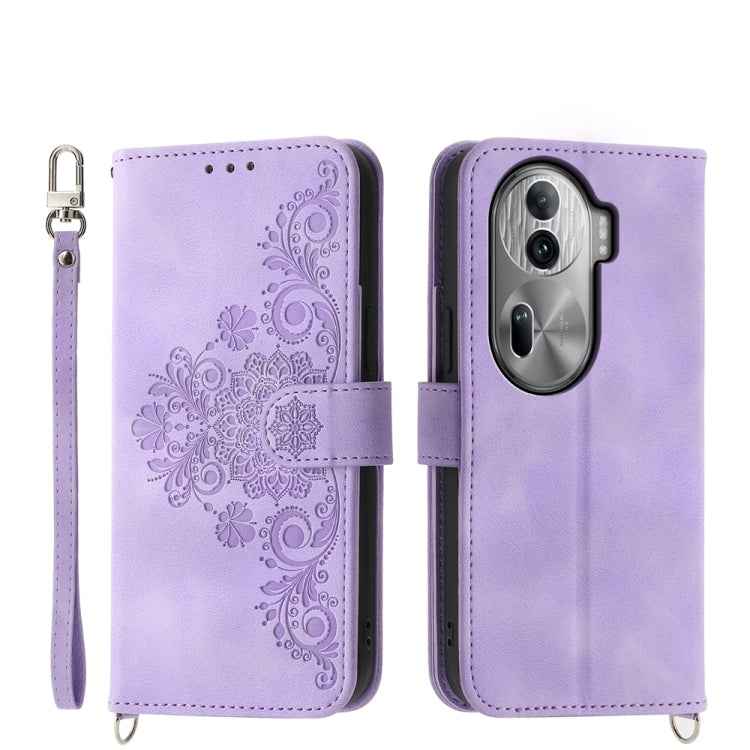 Skin Feel Flowers Embossed Wallet Leather Phone Case, For OPPO Reno12 F 4G / 5G / F27 India, For OPPO Reno11 F, For OPPO Reno11 Pro, For OPPO Reno11, For OPPO A2, For OPPO A38 4G, For OPPO A58 4G, For OPPO Reno10 Global / Reno10 Pro Global             ...