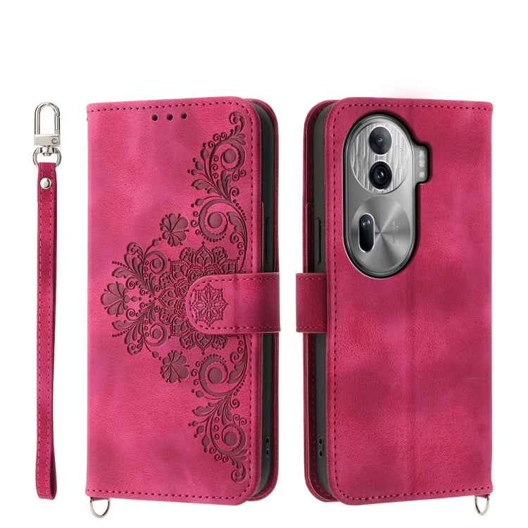 Skin Feel Flowers Embossed Wallet Leather Phone Case, For OPPO Reno12 F 4G / 5G / F27 India, For OPPO Reno11 F, For OPPO Reno11 Pro, For OPPO Reno11, For OPPO A2, For OPPO A38 4G, For OPPO A58 4G, For OPPO Reno10 Global / Reno10 Pro Global             ...