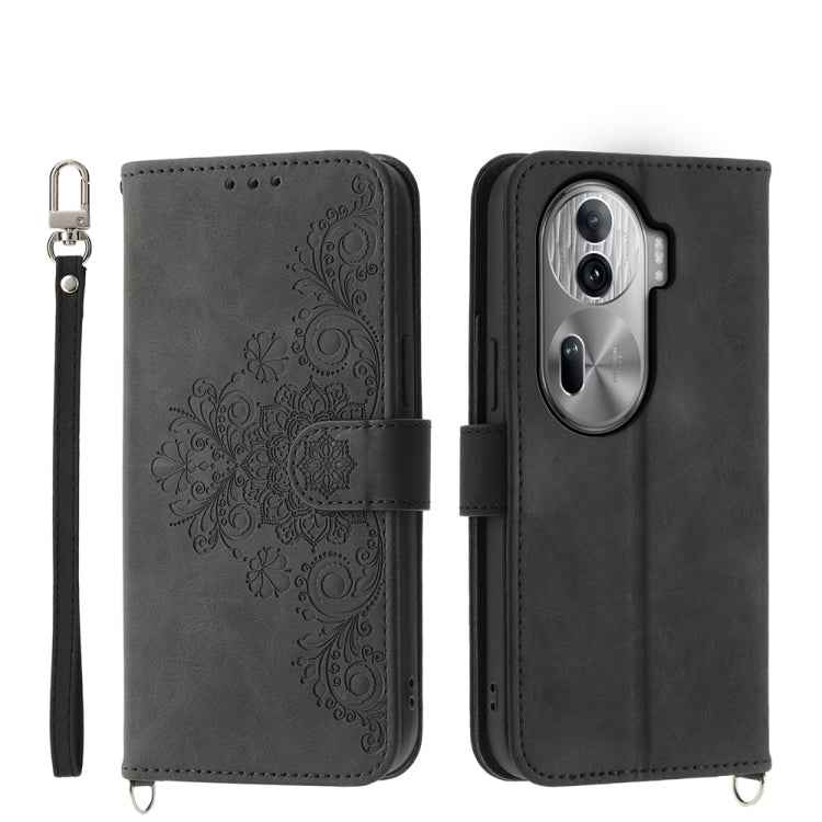 Skin Feel Flowers Embossed Wallet Leather Phone Case, For OPPO Reno12 F 4G / 5G / F27 India, For OPPO Reno11 F, For OPPO Reno11 Pro, For OPPO Reno11, For OPPO A2, For OPPO A38 4G, For OPPO A58 4G, For OPPO Reno10 Global / Reno10 Pro Global             ...
