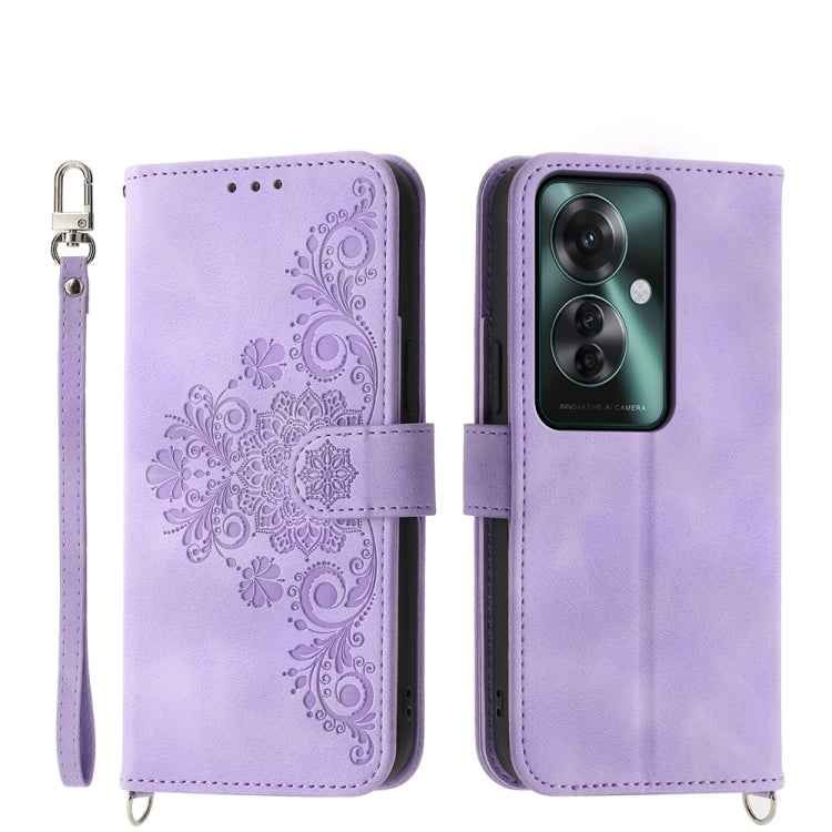 Skin Feel Flowers Embossed Wallet Leather Phone Case, For OPPO Reno12 F 4G / 5G / F27 India, For OPPO Reno11 F, For OPPO Reno11 Pro, For OPPO Reno11, For OPPO A2, For OPPO A38 4G, For OPPO A58 4G, For OPPO Reno10 Global / Reno10 Pro Global             ...
