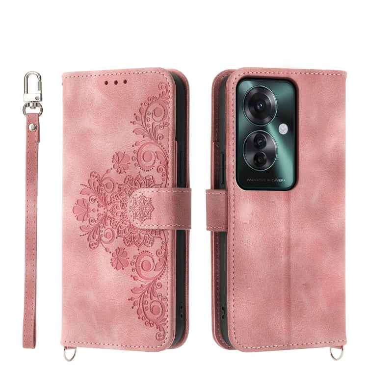 Skin Feel Flowers Embossed Wallet Leather Phone Case, For OPPO Reno12 F 4G / 5G / F27 India, For OPPO Reno11 F, For OPPO Reno11 Pro, For OPPO Reno11, For OPPO A2, For OPPO A38 4G, For OPPO A58 4G, For OPPO Reno10 Global / Reno10 Pro Global             ...