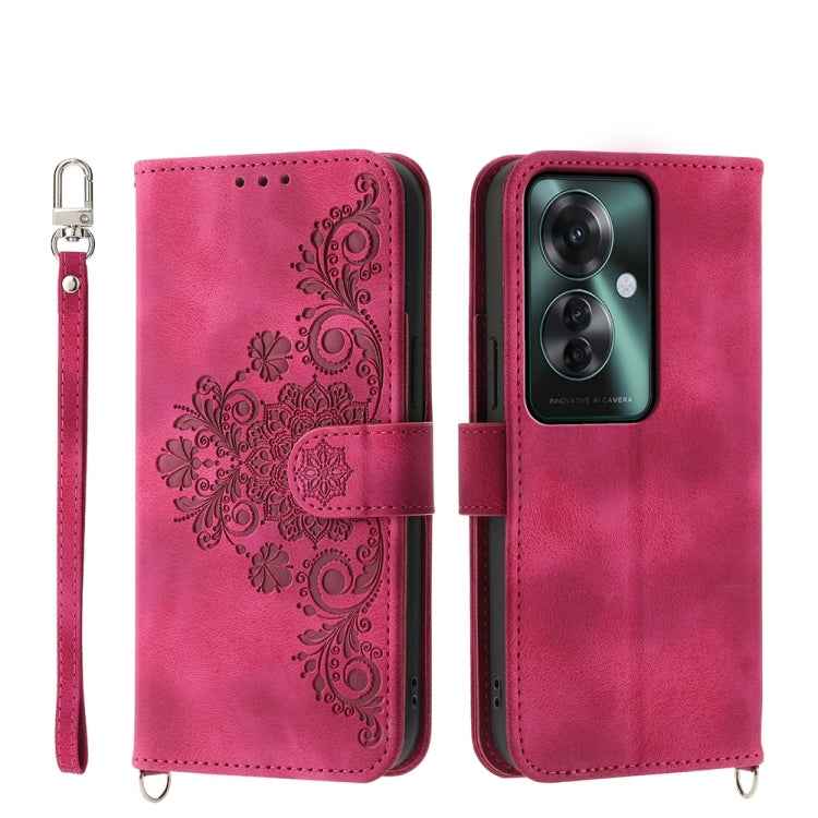 Skin Feel Flowers Embossed Wallet Leather Phone Case, For OPPO Reno12 F 4G / 5G / F27 India, For OPPO Reno11 F, For OPPO Reno11 Pro, For OPPO Reno11, For OPPO A2, For OPPO A38 4G, For OPPO A58 4G, For OPPO Reno10 Global / Reno10 Pro Global             ...