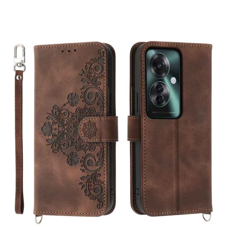 Skin Feel Flowers Embossed Wallet Leather Phone Case, For OPPO Reno12 F 4G / 5G / F27 India, For OPPO Reno11 F, For OPPO Reno11 Pro, For OPPO Reno11, For OPPO A2, For OPPO A38 4G, For OPPO A58 4G, For OPPO Reno10 Global / Reno10 Pro Global             ...