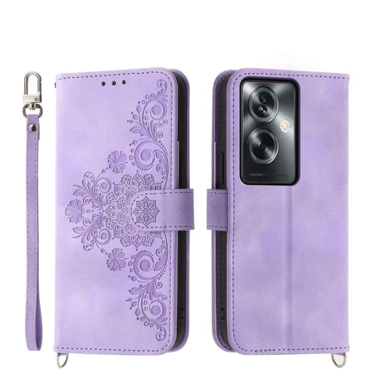 Skin Feel Flowers Embossed Wallet Leather Phone Case, For OPPO Reno12 F 4G / 5G / F27 India, For OPPO Reno11 F, For OPPO Reno11 Pro, For OPPO Reno11, For OPPO A2, For OPPO A38 4G, For OPPO A58 4G, For OPPO Reno10 Global / Reno10 Pro Global             ...