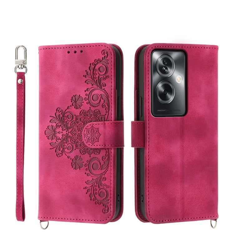 Skin Feel Flowers Embossed Wallet Leather Phone Case, For OPPO Reno12 F 4G / 5G / F27 India, For OPPO Reno11 F, For OPPO Reno11 Pro, For OPPO Reno11, For OPPO A2, For OPPO A38 4G, For OPPO A58 4G, For OPPO Reno10 Global / Reno10 Pro Global             ...