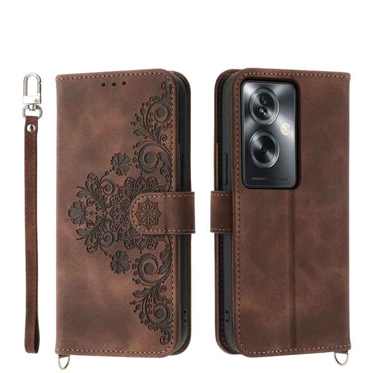 Skin Feel Flowers Embossed Wallet Leather Phone Case, For OPPO Reno12 F 4G / 5G / F27 India, For OPPO Reno11 F, For OPPO Reno11 Pro, For OPPO Reno11, For OPPO A2, For OPPO A38 4G, For OPPO A58 4G, For OPPO Reno10 Global / Reno10 Pro Global             ...
