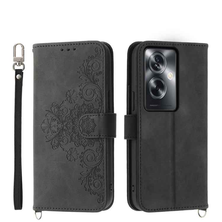 Skin Feel Flowers Embossed Wallet Leather Phone Case, For OPPO Reno12 F 4G / 5G / F27 India, For OPPO Reno11 F, For OPPO Reno11 Pro, For OPPO Reno11, For OPPO A2, For OPPO A38 4G, For OPPO A58 4G, For OPPO Reno10 Global / Reno10 Pro Global             ...