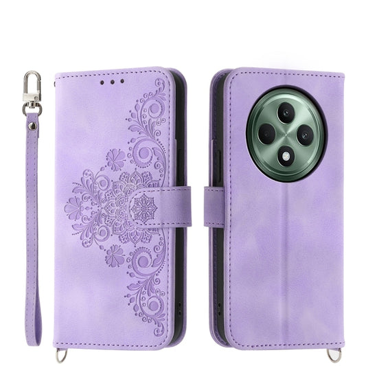 Skin Feel Flowers Embossed Wallet Leather Phone Case, For OPPO Reno12 F 4G / 5G / F27 India, For OPPO Reno11 F, For OPPO Reno11 Pro, For OPPO Reno11, For OPPO A2, For OPPO A38 4G, For OPPO A58 4G, For OPPO Reno10 Global / Reno10 Pro Global             ...