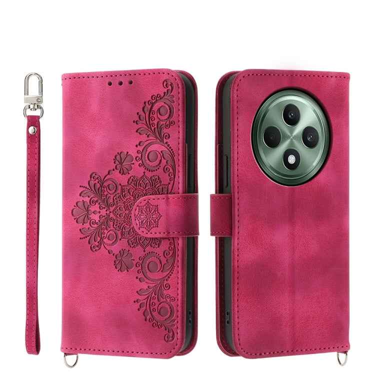 Skin Feel Flowers Embossed Wallet Leather Phone Case, For OPPO Reno12 F 4G / 5G / F27 India, For OPPO Reno11 F, For OPPO Reno11 Pro, For OPPO Reno11, For OPPO A2, For OPPO A38 4G, For OPPO A58 4G, For OPPO Reno10 Global / Reno10 Pro Global             ...