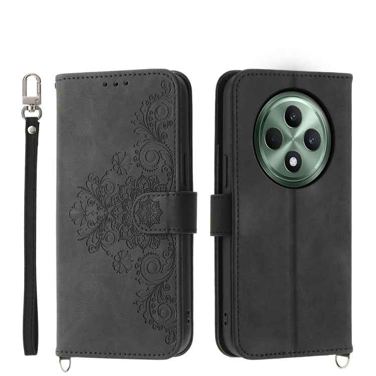 Skin Feel Flowers Embossed Wallet Leather Phone Case, For OPPO Reno12 F 4G / 5G / F27 India, For OPPO Reno11 F, For OPPO Reno11 Pro, For OPPO Reno11, For OPPO A2, For OPPO A38 4G, For OPPO A58 4G, For OPPO Reno10 Global / Reno10 Pro Global             ...