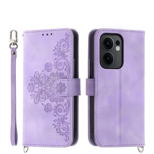 Skin Feel Flowers Embossed Wallet Leather Phone Case, For OPPO Reno13 F 4G / 5G, For OPPO Reno12 F 4G / 5G / F27 India, For OPPO Reno11 F, For OPPO Reno11 Pro, For OPPO Reno11, For OPPO A2, For OPPO A38 4G, For OPPO A58 4G                              ...
