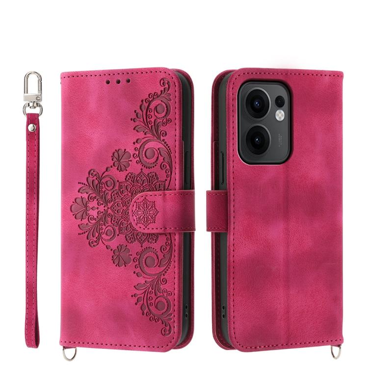Skin Feel Flowers Embossed Wallet Leather Phone Case, For OPPO Reno13 F 4G / 5G, For OPPO Reno12 F 4G / 5G / F27 India, For OPPO Reno11 F, For OPPO Reno11 Pro, For OPPO Reno11, For OPPO A2, For OPPO A38 4G, For OPPO A58 4G                              ...