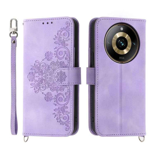 Skin Feel Flowers Embossed Wallet Leather Phone Case, For Realme 11 Pro 5G / 11 Pro+ 5G
