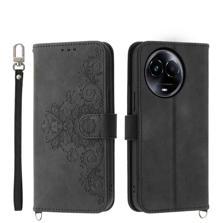 Skin Feel Flowers Embossed Wallet Leather Phone Case, For Realme GT 6 Global, For Realme 12 5G, For Realme 12+, For Realme 12 Pro+, For Realme 11 4G, For Realme 11 5G, For Realme C53, For Realme 11 Pro 5G / 11 Pro+ 5G