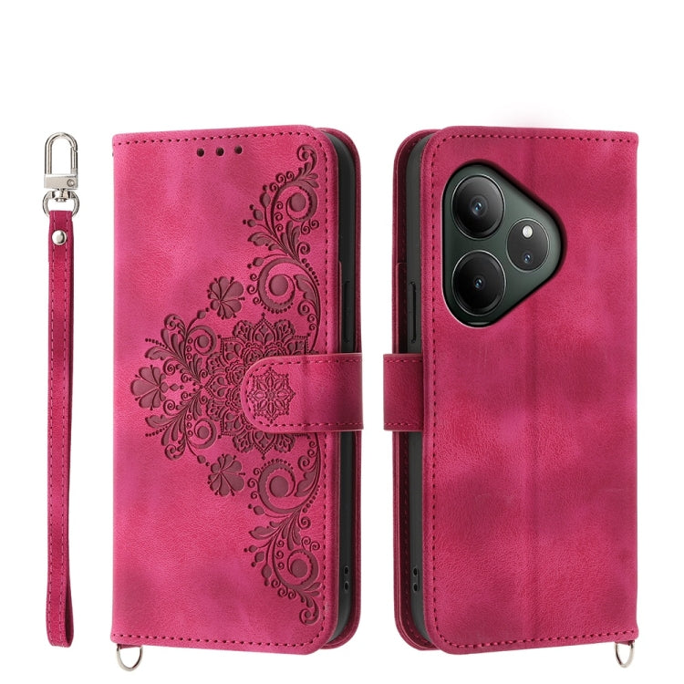 Skin Feel Flowers Embossed Wallet Leather Phone Case, For Realme C75 / Realme 14x, For Realme 13+, For Realme 13 Pro / 13 Pro+ Global, For Realme GT 6 Global, For Realme 12 5G, For Realme 12+, For Realme 12 Pro+, For Realme 11 4G, For Realme 11 5G