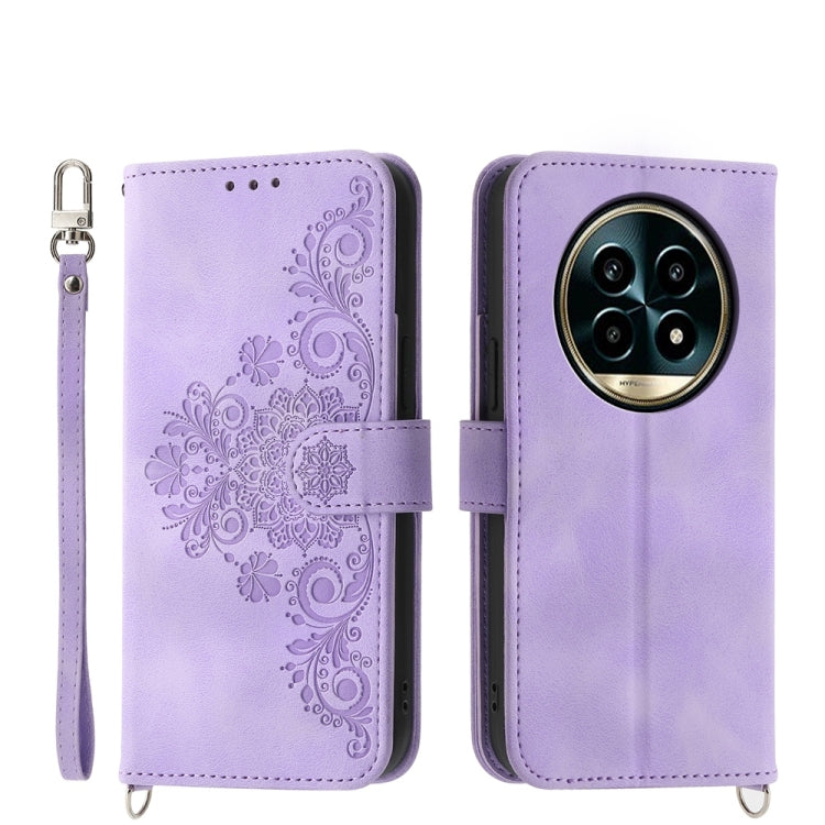 Skin Feel Flowers Embossed Wallet Leather Phone Case, For Realme C75 / Realme 14x, For Realme 13+, For Realme 13 Pro / 13 Pro+ Global, For Realme GT 6 Global, For Realme 12 5G, For Realme 12+, For Realme 12 Pro+, For Realme 11 4G, For Realme 11 5G