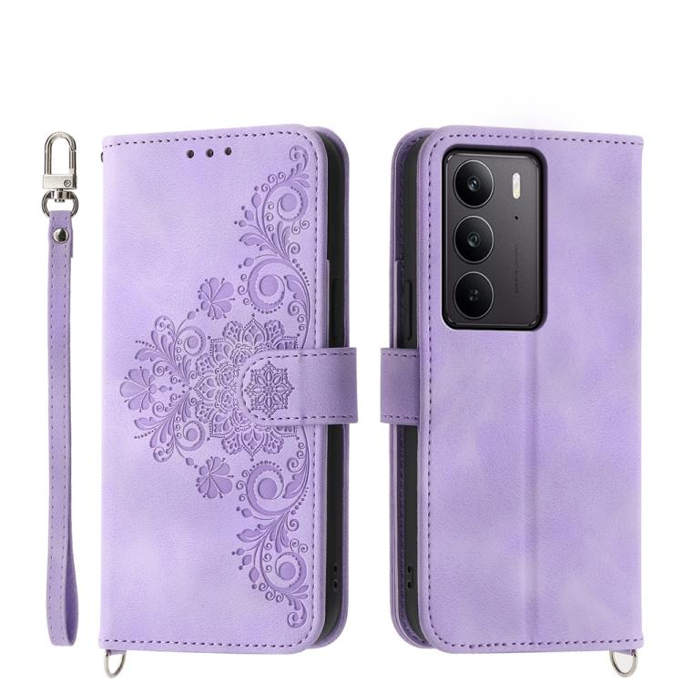 Skin Feel Flowers Embossed Wallet Leather Phone Case, For Realme C75 / Realme 14x, For Realme 13+, For Realme 13 Pro / 13 Pro+ Global, For Realme GT 6 Global, For Realme 12 5G, For Realme 12+, For Realme 12 Pro+, For Realme 11 4G, For Realme 11 5G