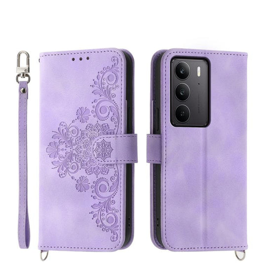 Skin Feel Flowers Embossed Wallet Leather Phone Case, For Realme C75 / Realme 14x, For Realme 13+, For Realme 13 Pro / 13 Pro+ Global, For Realme GT 6 Global, For Realme 12 5G, For Realme 12+, For Realme 12 Pro+, For Realme 11 4G, For Realme 11 5G
