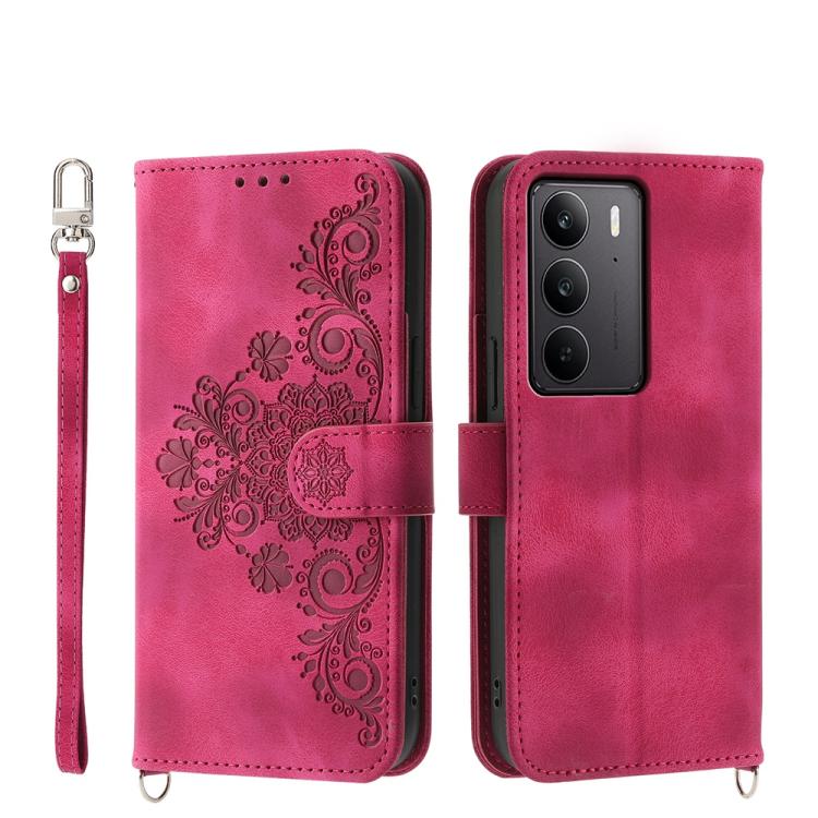 Skin Feel Flowers Embossed Wallet Leather Phone Case, For Realme C75 / Realme 14x, For Realme 13+, For Realme 13 Pro / 13 Pro+ Global, For Realme GT 6 Global, For Realme 12 5G, For Realme 12+, For Realme 12 Pro+, For Realme 11 4G, For Realme 11 5G