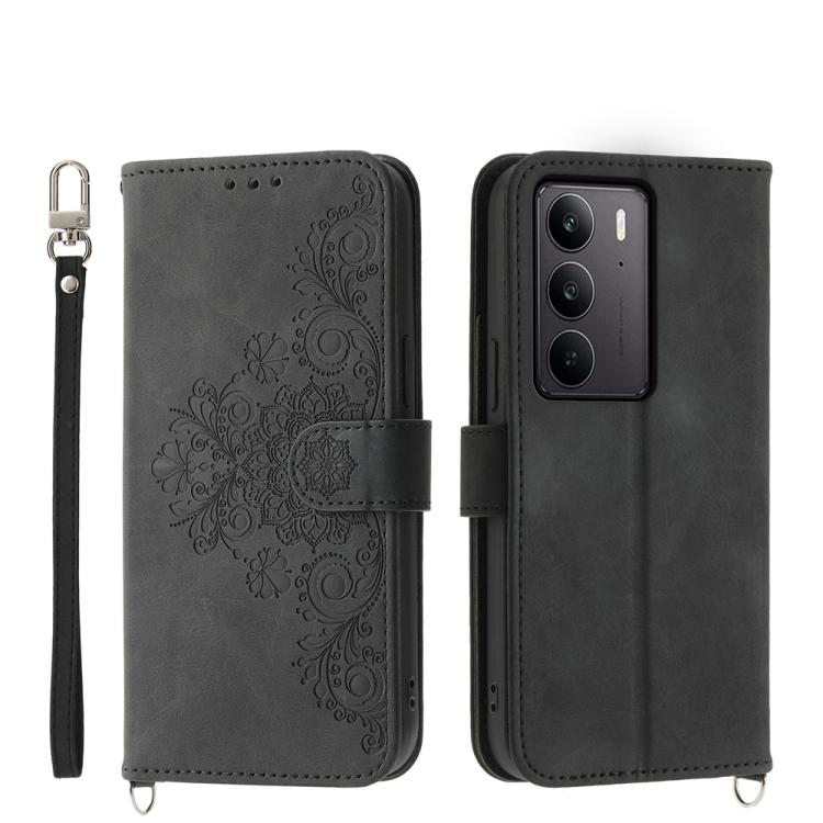Skin Feel Flowers Embossed Wallet Leather Phone Case, For Realme C75 / Realme 14x, For Realme 13+, For Realme 13 Pro / 13 Pro+ Global, For Realme GT 6 Global, For Realme 12 5G, For Realme 12+, For Realme 12 Pro+, For Realme 11 4G, For Realme 11 5G