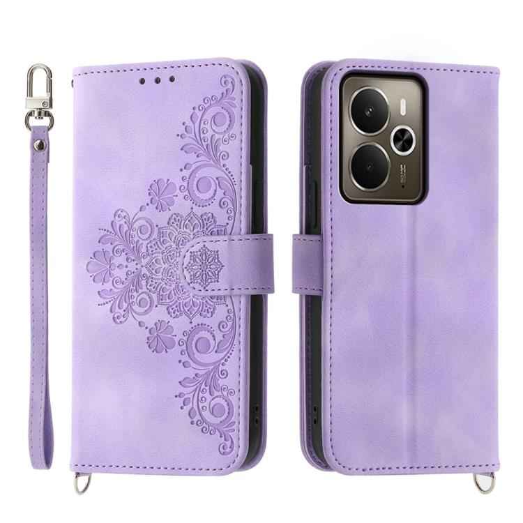 Skin Feel Flowers Embossed Wallet Leather Phone Case, For Realme C85 5G / Realme 15x 5G, For Realme C85 Pro 4G, For Realme 15 5G / Realme 15 Pro 5G, For Realme 14 / Realme P3 5G, For Realme 14 Pro+, For Realme 14 Pro, For Realme C75 / Realme 14x       ...