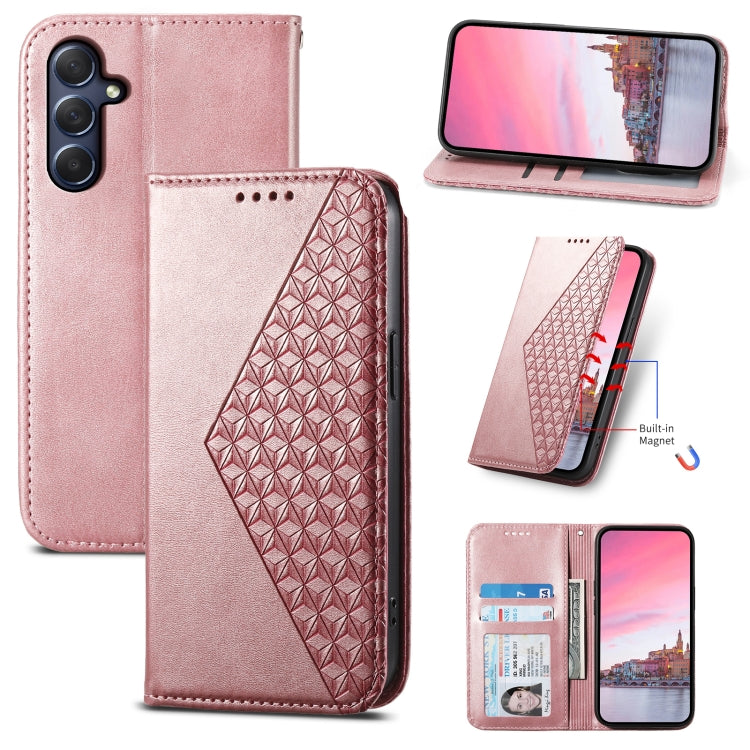 Cubic Grid Calf Texture Magnetic Leather Phone Case