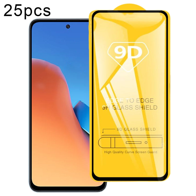 25pcs 9D Full Glue Screen Tempered Glass Film, For Xiaomi 13T, For Xiaomi Redmi 12 / 12R / 12 5G / Note 12R / Poco M6 Pro