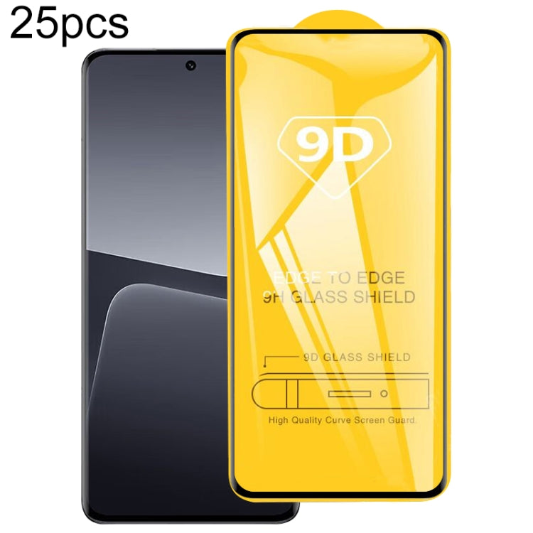 25pcs 9D Full Glue Screen Tempered Glass Film, For Xiaomi 13T, For Xiaomi Redmi 12 / 12R / 12 5G / Note 12R / Poco M6 Pro