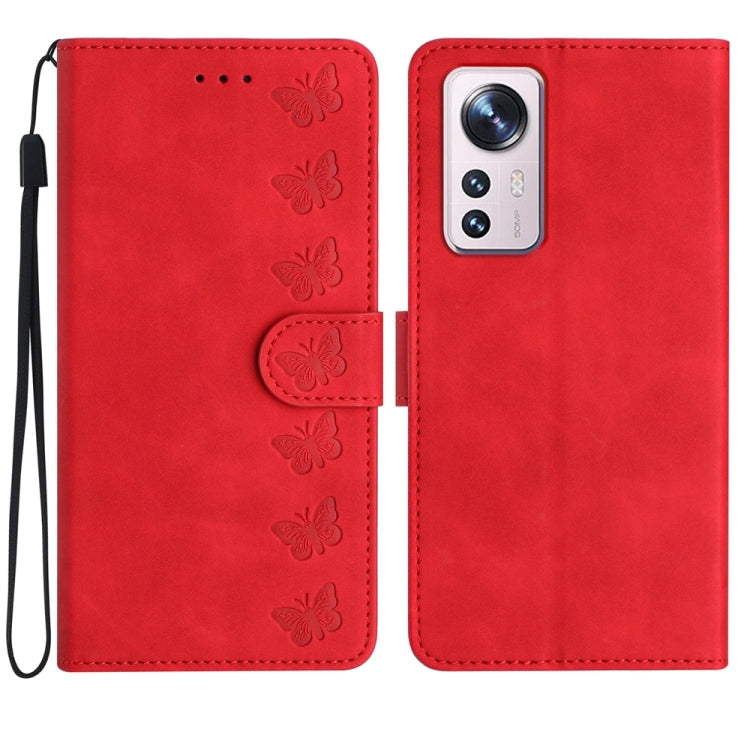 Seven Butterflies Embossed Leather Phone Case, For Xiaomi Redmi A1, For Xiaomi Redmi Note 11 Pro 5G Global, For Xiaomi 12 Lite, For Xiaomi Redmi 10A, For Xiaomi Redmi 10C, For Xiaomi Redmi Note 11 5G, For Xiaomi Redmi 10 2022, For Xiaomi 12 Pro