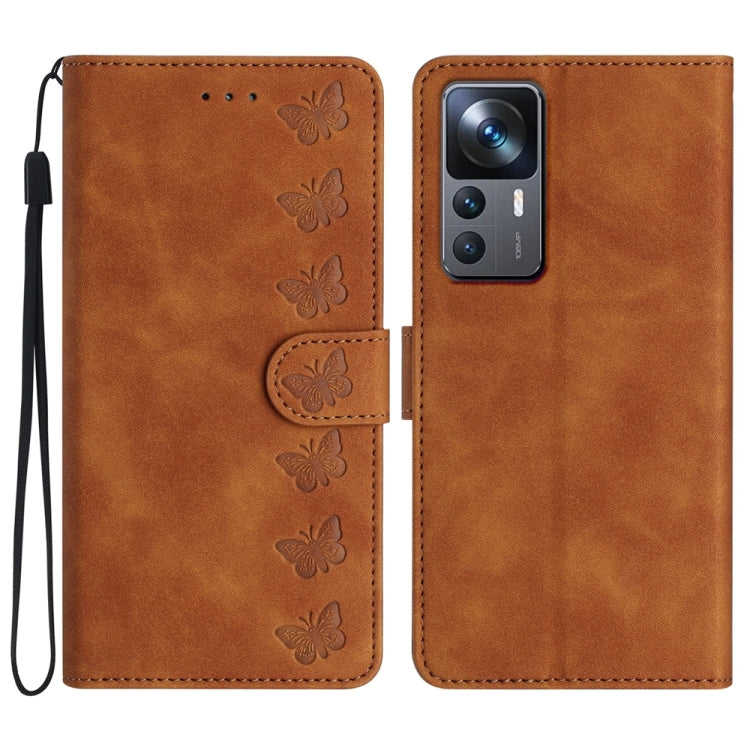 Seven Butterflies Embossed Leather Phone Case, For Xiaomi Redmi 13C 4G, For Xiaomi 13T, For Xiaomi Mi 11 Lite, For Xiaomi Redmi Note 12 Pro 5G Global, For Xiaomi Redmi Note 12 5G Global, For Xiaomi 13 Pro, For Xiaomi 13, For Xiaomi 12T / 12T Pro