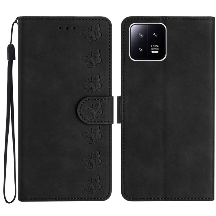 Seven Butterflies Embossed Leather Phone Case, For Xiaomi Redmi 13C 4G, For Xiaomi 13T, For Xiaomi Mi 11 Lite, For Xiaomi Redmi Note 12 Pro 5G Global, For Xiaomi Redmi Note 12 5G Global, For Xiaomi 13 Pro, For Xiaomi 13, For Xiaomi 12T / 12T Pro