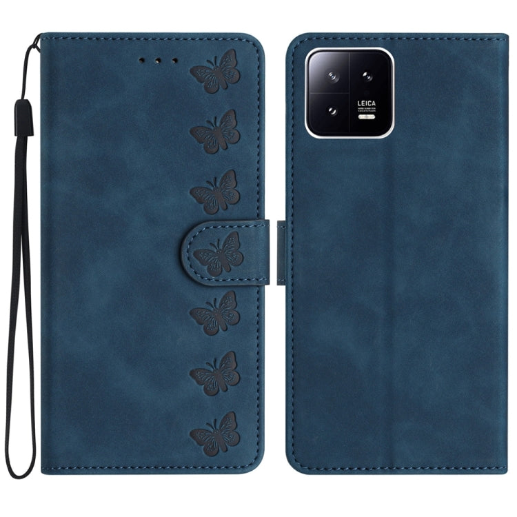 Seven Butterflies Embossed Leather Phone Case, For Xiaomi Redmi 13C 4G, For Xiaomi 13T, For Xiaomi Mi 11 Lite, For Xiaomi Redmi Note 12 Pro 5G Global, For Xiaomi Redmi Note 12 5G Global, For Xiaomi 13 Pro, For Xiaomi 13, For Xiaomi 12T / 12T Pro