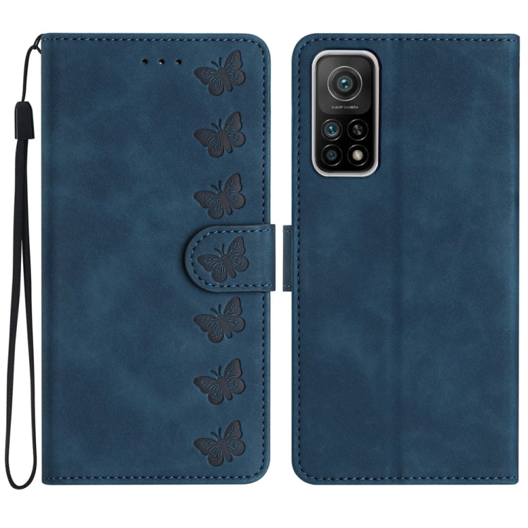 Seven Butterflies Embossed Leather Phone Case, For Xiaomi Redmi Note 9 5G / Note 9T, For Xiaomi Mi 10T Lite, For Xiaomi Mi 10T / 10T Pro, For Xiaomi Redmi 9A, For Xiaomi Redmi 9, For Xiaomi Redmi 9C, For Xiaomi Redmi Note 8T