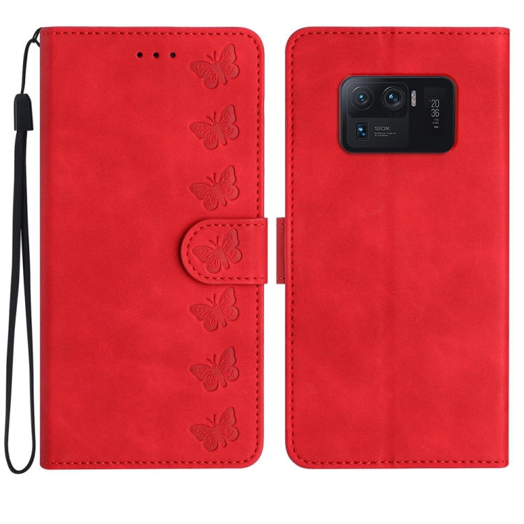 Seven Butterflies Embossed Leather Phone Case, For Xiaomi 11T / 11T Pro, For Xiaomi Redmi 10, For Xiaomi Mi 11 Ultra, For Xiaomi Mi 11 Pro, For Xiaomi Redmi Note 10 5G, For Xiaomi Redmi Note 10 4G, For Xiaomi Redmi Note 10 Pro, For Xiaomi Redmi K40