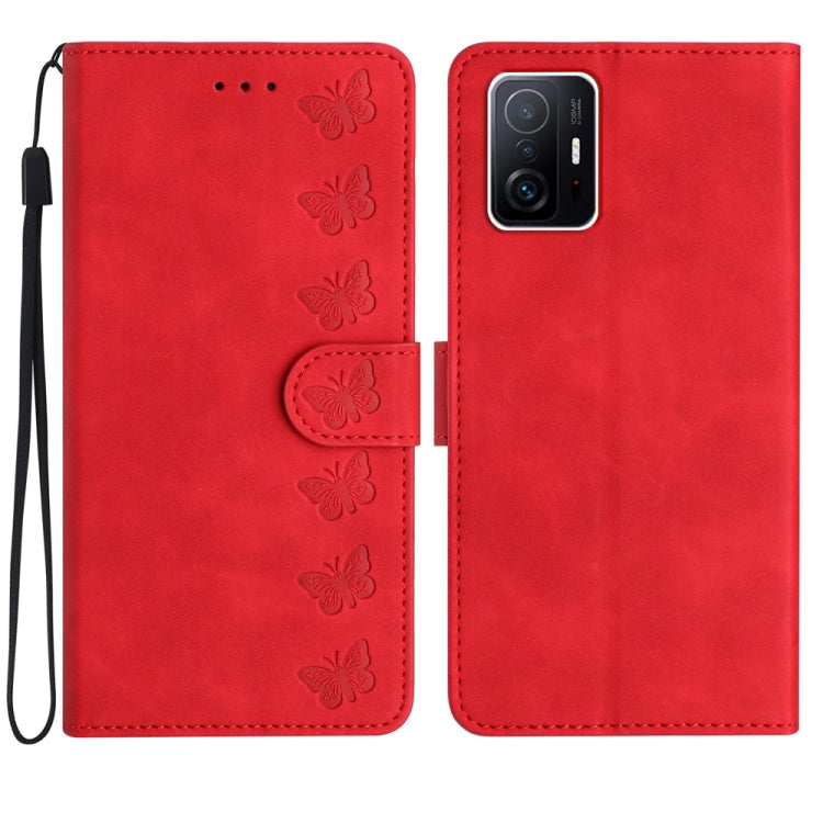 Seven Butterflies Embossed Leather Phone Case, For Xiaomi 11T / 11T Pro, For Xiaomi Redmi 10, For Xiaomi Mi 11 Ultra, For Xiaomi Mi 11 Pro, For Xiaomi Redmi Note 10 5G, For Xiaomi Redmi Note 10 4G, For Xiaomi Redmi Note 10 Pro, For Xiaomi Redmi K40