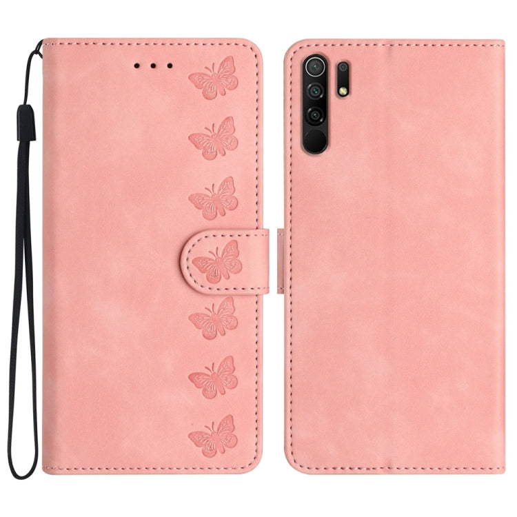 Seven Butterflies Embossed Leather Phone Case, For Xiaomi Redmi Note 9 5G / Note 9T, For Xiaomi Mi 10T Lite, For Xiaomi Mi 10T / 10T Pro, For Xiaomi Redmi 9A, For Xiaomi Redmi 9, For Xiaomi Redmi 9C, For Xiaomi Redmi Note 8T