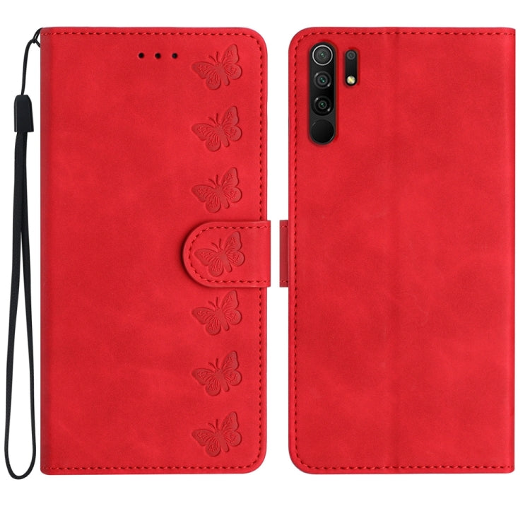 Seven Butterflies Embossed Leather Phone Case, For Xiaomi Redmi Note 9 5G / Note 9T, For Xiaomi Mi 10T Lite, For Xiaomi Mi 10T / 10T Pro, For Xiaomi Redmi 9A, For Xiaomi Redmi 9, For Xiaomi Redmi 9C, For Xiaomi Redmi Note 8T