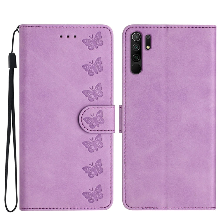 Seven Butterflies Embossed Leather Phone Case, For Xiaomi Redmi Note 9 5G / Note 9T, For Xiaomi Mi 10T Lite, For Xiaomi Mi 10T / 10T Pro, For Xiaomi Redmi 9A, For Xiaomi Redmi 9, For Xiaomi Redmi 9C, For Xiaomi Redmi Note 8T