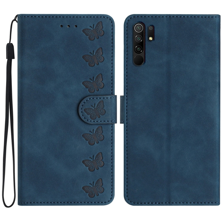 Seven Butterflies Embossed Leather Phone Case, For Xiaomi Redmi Note 9 5G / Note 9T, For Xiaomi Mi 10T Lite, For Xiaomi Mi 10T / 10T Pro, For Xiaomi Redmi 9A, For Xiaomi Redmi 9, For Xiaomi Redmi 9C, For Xiaomi Redmi Note 8T